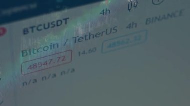 Screen with a stock market graphic. Cryptocurrency rate graphic showing data online. Timelapse.