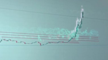 Screen with a stock market graphic. Cryptocurrency rate graphic showing data online. Timelapse.
