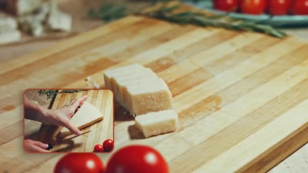 Gnocci Mit Tomatensauce Die Mit Parmesan Bestreut Werden Mit Einem — Stockvideo