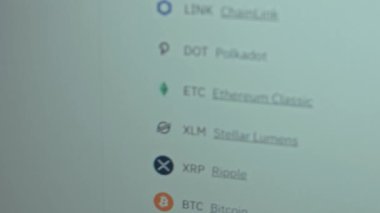 Screen with cryptocurrency deposits. Crypto balance.