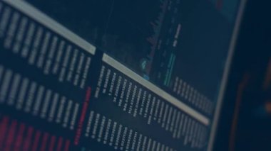 Screen with a stock market graphic. Cryptocurrency rate graphic showing data online. Japanese candlesticks and the volume of cryptocurrency turnover.