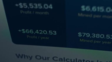 Cryptocurrency mining on a computer screen. The algorithm of the computer program on the monitor. Execution of the program code for the mining program. Pop-up lines of a computer program.