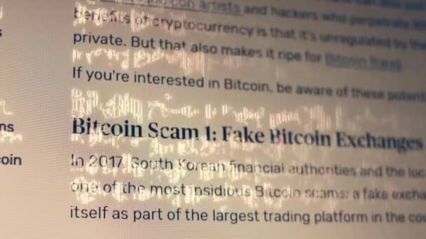 Cryptocurrency Scams Getting Informed Bitcoin Scams Bitcoin Scam False Bitcoin — Stockvideo