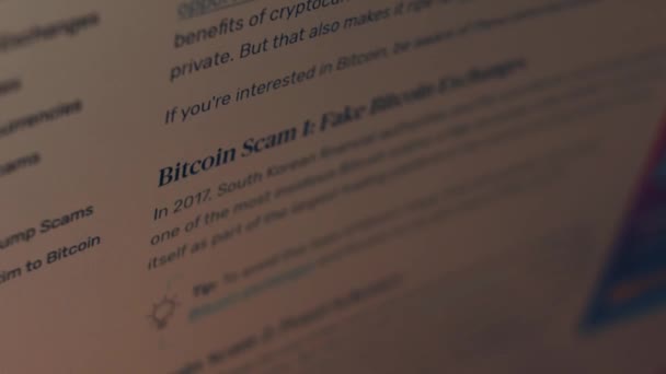 Cryptocurrency Scams Getting Informed Bitcoin Scams Bitcoin Scam False Bitcoin — Stock Video