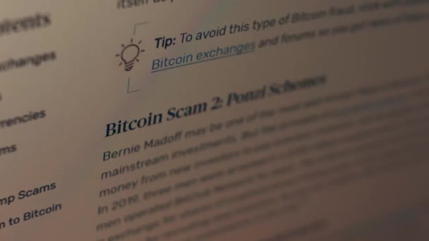 Cryptocurrency Scams Getting Informed Bitcoin Scams Bitcoin Scam False Bitcoin — Vídeo de stock
