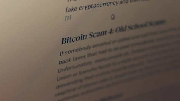 Cryptocurrency Scams Getting Informed Bitcoin Scams Bitcoin Scam False Bitcoin — Vídeo de Stock