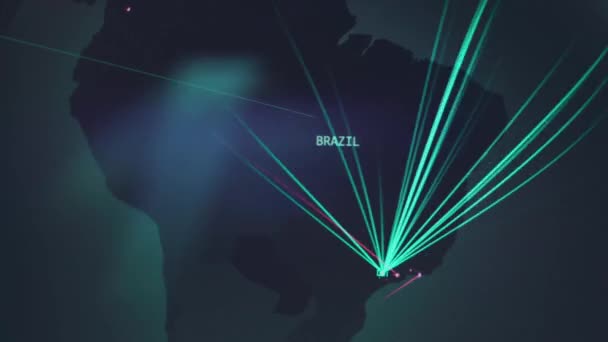 World Map Different Targets Cyber Attack Hacking Technology Concept Macro — Vídeo de stock
