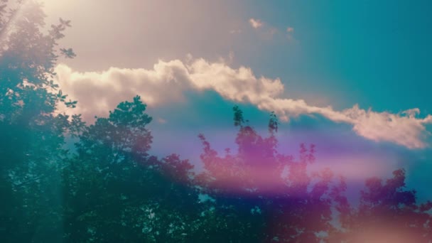 Imágenes Verticales Puffy Plump Nubes Blancas Cielo Azul Por Tarde — Vídeo de stock