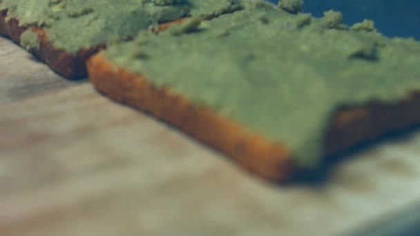 Приготування Здорового Вегетаріанського Торта Авокадо Ясний Пюре Авокадо Цілому Зерновому — стокове відео