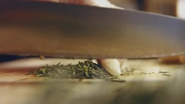 緑色の回転ローズマリー小枝 ハーブの香りの状態 料理のためのハーブ ビデオを閉じ スペースをコピー — ストック動画