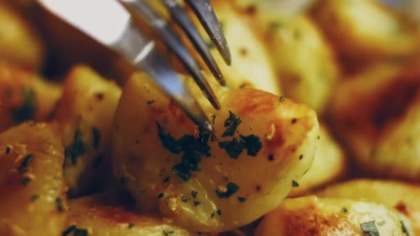 Рецепт Жареного Картофеля Большой Семьи Soft Хрустящий — стоковое видео