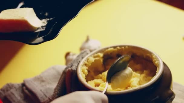 Como Fazer Purê Batatas Cremoso Com Cheddar Receita Siga Passos — Vídeo de Stock
