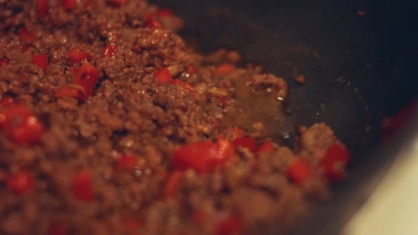 Dolsot Bibimbap Kore Karışık Pirinci Buğulanmış Pirinç Sebze Domuz Sahanda — Stok video