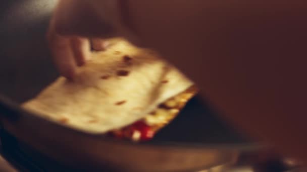 Mexican Cuisine Secret Proceso Preparación Quesadillas Formas Receta — Vídeos de Stock