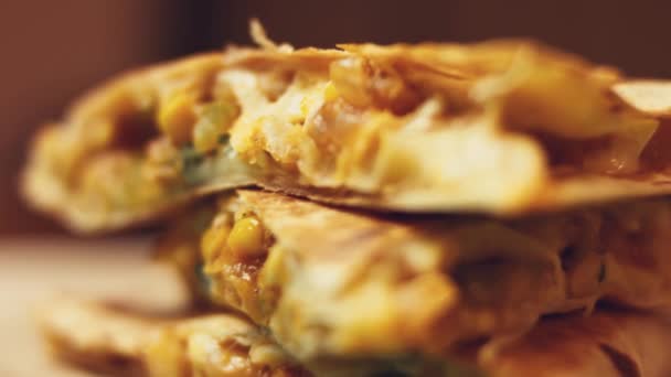 Μεξικάνικη Κουζίνα Μυστικό Διαδικασία Προετοιμασίας Quesadillas Τρόποι Συνταγή — Αρχείο Βίντεο