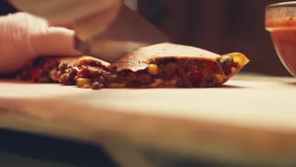 Segredo Cozinha Mexicana Processo Preparação Quesadillas Maneiras Receita — Vídeo de Stock