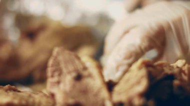 Ördeği birkaç parça halinde pişiriyorum. Ördek buhar yapıyor ve çok iştah açıcı görünüyor. 4k görüntü görüntü tarifi