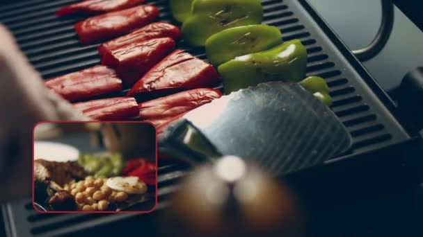 Proef Eendenvlees Met Kikkererwten Gekookte Groenten Eend Geeft Stoom Ziet — Stockvideo