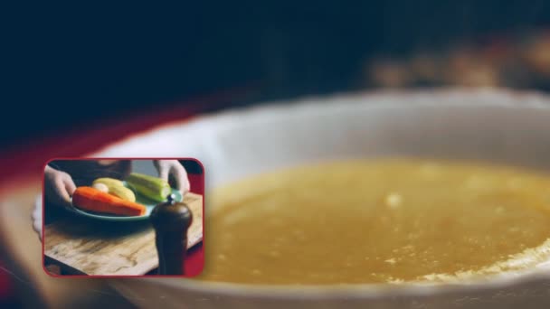 Вкусные Легкие Говяжьи Сливки Суп Ведьмы Мясо Говядины Новых Мам — стоковое видео