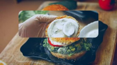 Lezzetli düşük kalorili yeşil burgerler. Yeni anneler için düşük kalorili yemek. 4k video tarifi.