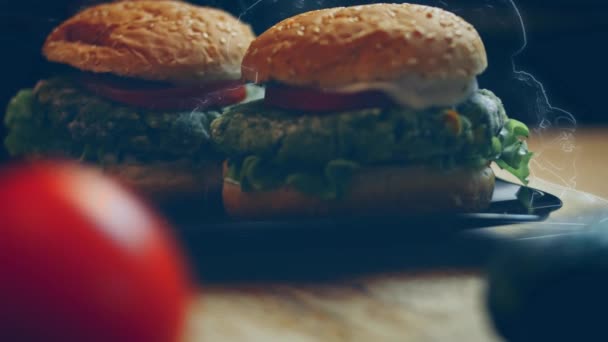 Gustosi Hamburger Verdi Basso Contenuto Calorico Cibo Ipocalorico Nuove Mamme — Video Stock