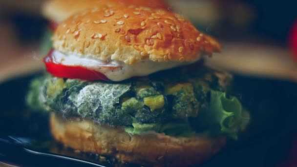 Gustosi Hamburger Verdi Basso Contenuto Calorico Cibo Ipocalorico Nuove Mamme — Video Stock