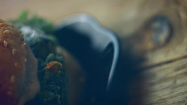 Smaklig Låg Kalorihalt Gröna Hamburgare Kalorifattig Mat Till Nya Mammor — Stockvideo