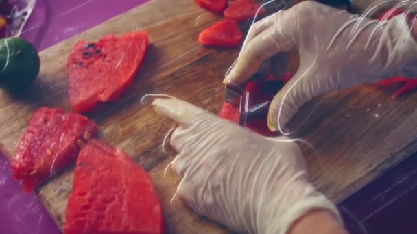 Verschillende Vormen Ijslolly Gemaakt Van Sappige Watermeloen Ijsstokjes Close Shot — Stockvideo