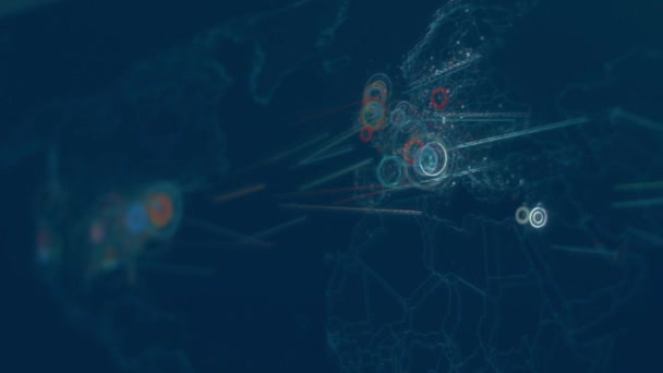 World Map Different Targets Cyber Attack Hacking Technology Concept Macro — Vídeo de stock
