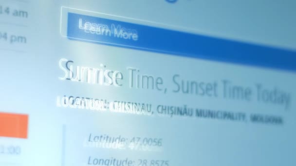 日出和日落计算器 在屏幕上拍摄像素 — 图库视频影像
