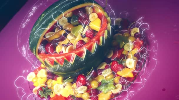 Gladly Present You Creative Fruit Salad Watermelon Basket Beautiful Colorful — Stock Video
