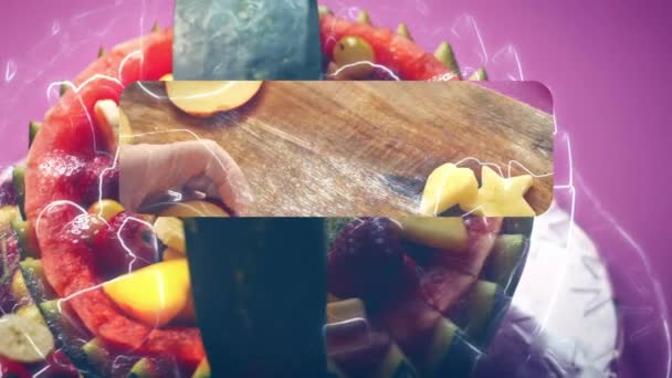 Presenterar Gärna Kreativ Fruktsallad Vattenmelonkorg Vacker Och Färgstark Dekoration För — Stockvideo