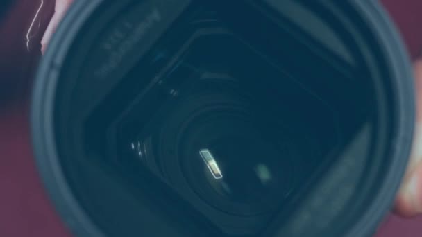 Φακού Εστίασης Της Ψηφιακής Φωτογραφικής Μηχανής Φακός Της Κάμερας Γκρο — Αρχείο Βίντεο