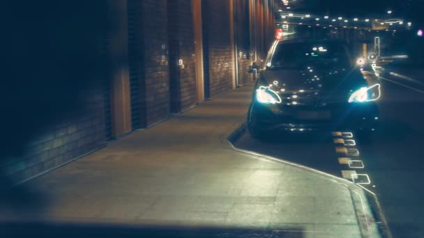 Silhouette Beautiful Car Smoked Dark Background Car Lights Fog — Video