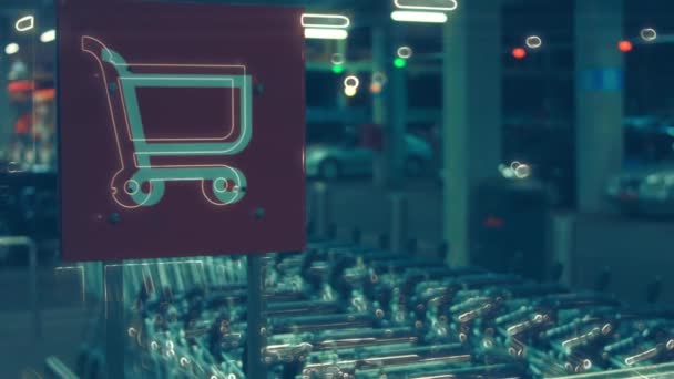 Cart Food Supermarket Product Lifestyle Concept Trade Shopping Trolley Store — Stock Video