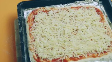 New York pizzasına mozzarella koydum..