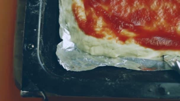 Puse Pasta Tomate Pizza Nueva York — Vídeos de Stock