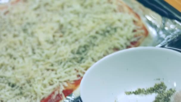 Lisovaná Sušená Bazalka Pizze New York — Stock video