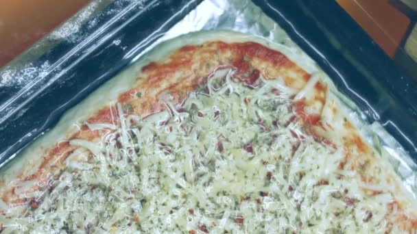 Aku Menaruh Pasta Tomat Pizza New York — Stok Video