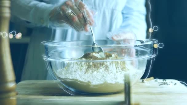 Mezclar Los Ingredientes Masa Con Una Cuchara Mejor Galleta Casera — Vídeos de Stock
