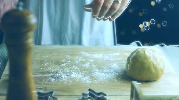 Frământaţi Aluatul Ingrediente Pentru Aluat Cel Mai Bun Cookie Turtă — Videoclip de stoc