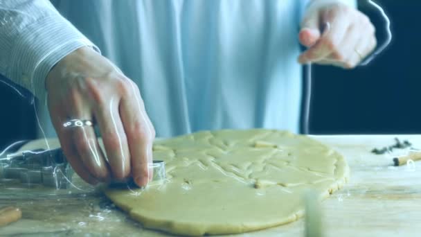 Faccio Forma Abete Campana Cuore Stella Pasta Miglior Biscotto Pan — Video Stock