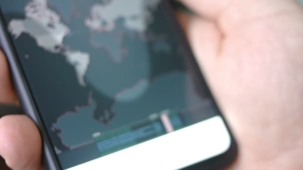 Akıllı Telefondan Siber Saldırı Haritası Çeşitli Teknik Bilgileri Göster Sistem — Stok video