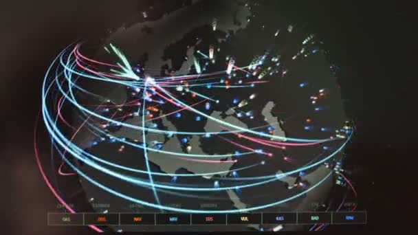 Abstrakte Animation Der Weltkarte Mit Zeigern Pins Navigation Und Reisekonzept — Stockvideo