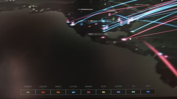 Абстрактна Карта Світу Анімація Покажчиками Шпильки Навігація Концепція Подорожей Послуги — стокове відео