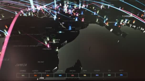Abstraktní Animace Mapy Světa Ukazateli Kolíky Navigační Cestovní Koncepce Gps — Stock video
