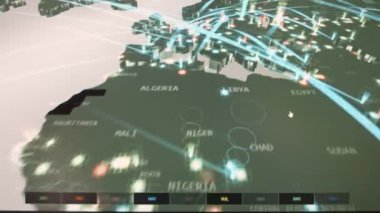 Kırmızı Hat 'taki Ai Ağı 3 boyutlu Dünya Animasyon Arkaplanı. Dijital Dünya 'da Virüs Saldırısı Uyarısı. Küresel Salgın Hastalıklı ya da Hackleme Yayılımı Konsepti. İnsanlık Bağlantıları Güvenlik Engelleme Zinciri