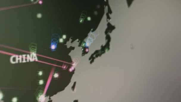 Kırmızı Hat Taki Ağı Boyutlu Dünya Animasyon Arkaplanı Dijital Dünya — Stok video