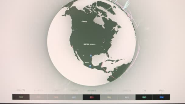 Подключения Network Red Line Earth Animation Background Предупреждение Атаке Вируса — стоковое видео