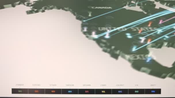 Conexões Network Red Line Earth Animation Background Virus Attack Warning — Vídeo de Stock